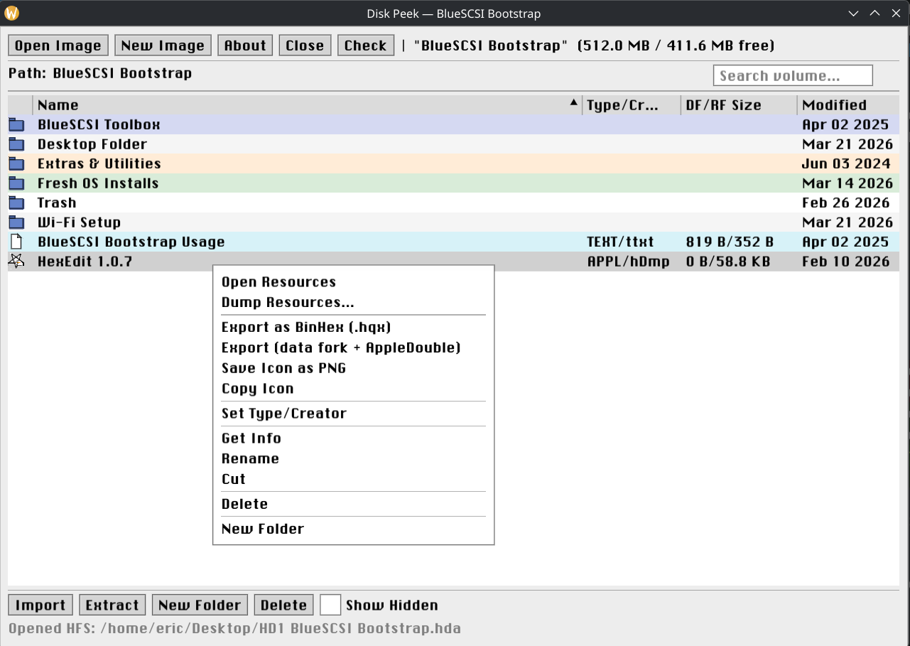 Disk Peek browsing a classic Mac disk image